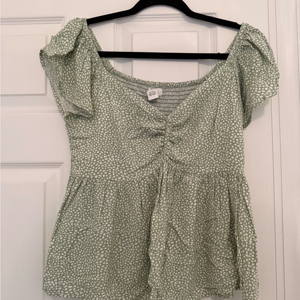 Green Patterned Women's Top